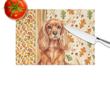 Load image into Gallery viewer, Ruby English Toy Spaniel Heirloom Fall Glass Cutting Board
