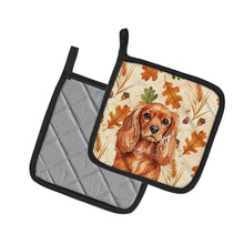 Load image into Gallery viewer, Ruby English Toy Spaniel Heirloom Fall Pair of Pot Holders