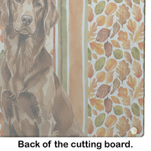 Load image into Gallery viewer, Liver Flat-Coated Retriever Heirloom Fall Glass Cutting Board