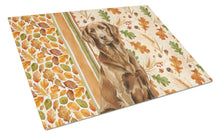 Load image into Gallery viewer, Liver Flat-Coated Retriever Heirloom Fall Glass Cutting Board
