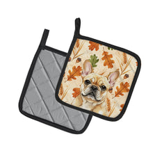 Load image into Gallery viewer, Fawn French Bulldog Heirloom Fall Pair of Pot Holders