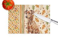 Load image into Gallery viewer, Red German Pinscher Heirloom Fall Glass Cutting Board