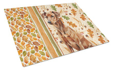 Load image into Gallery viewer, Red German Pinscher Heirloom Fall Glass Cutting Board