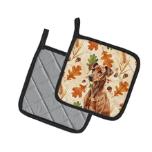 Load image into Gallery viewer, Red German Pinscher Heirloom Fall Pair of Pot Holders