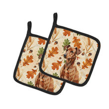 Load image into Gallery viewer, Red German Pinscher Heirloom Fall Pair of Pot Holders