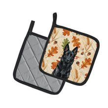 Load image into Gallery viewer, Black German Shepherd Heirloom Fall Pair of Pot Holders