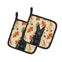 Load image into Gallery viewer, Black German Shepherd Heirloom Fall Pair of Pot Holders