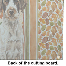 Load image into Gallery viewer, Liver and White German Wirehaired Pointer Heirloom Fall Glass Cutting Board