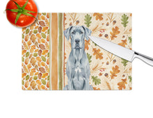 Load image into Gallery viewer, Blue Great Dane Heirloom Fall Glass Cutting Board