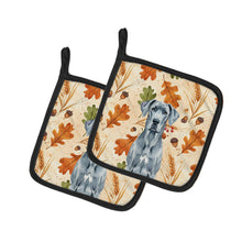 Load image into Gallery viewer, Blue Great Dane Heirloom Fall Pair of Pot Holders