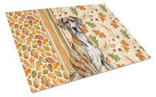 Load image into Gallery viewer, Brindle Great Dane Heirloom Fall Glass Cutting Board