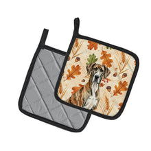 Load image into Gallery viewer, Brindle Great Dane Heirloom Fall Pair of Pot Holders