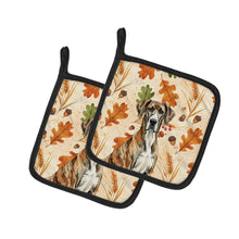 Load image into Gallery viewer, Brindle Great Dane Heirloom Fall Pair of Pot Holders
