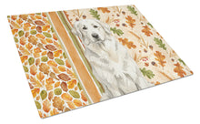 Load image into Gallery viewer, White Great Pyrenees Heirloom Fall Glass Cutting Board