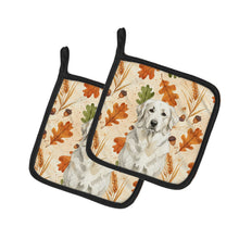Load image into Gallery viewer, White Great Pyrenees Heirloom Fall Pair of Pot Holders