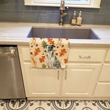 Load image into Gallery viewer, Black and White Greyhound Heirloom Fall Kitchen Towel