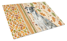 Load image into Gallery viewer, Black and White Greyhound Heirloom Fall Glass Cutting Board