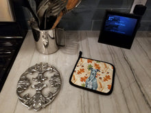 Load image into Gallery viewer, Blue Brindle Greyhound Heirloom Fall Pair of Pot Holders