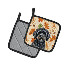 Load image into Gallery viewer, Black Havanese Heirloom Fall Pair of Pot Holders