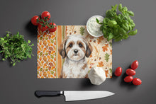 Load image into Gallery viewer, Parti-color Havanese Heirloom Fall Glass Cutting Board