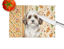 Load image into Gallery viewer, Parti-color Havanese Heirloom Fall Glass Cutting Board