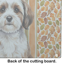 Load image into Gallery viewer, Parti-color Havanese Heirloom Fall Glass Cutting Board