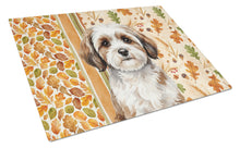Load image into Gallery viewer, Parti-color Havanese Heirloom Fall Glass Cutting Board