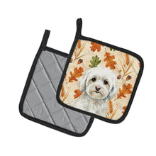 Load image into Gallery viewer, White Havanese Heirloom Fall Pair of Pot Holders