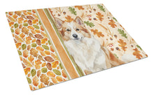 Load image into Gallery viewer, Tan Icelandic Sheepdog Heirloom Fall Glass Cutting Board