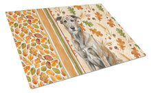 Load image into Gallery viewer, Brindle Irish Wolfhound Heirloom Fall Glass Cutting Board