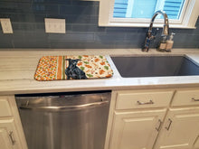 Load image into Gallery viewer, Black Italian Greyhound Heirloom Fall Dish Drying Mat