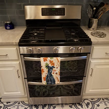Load image into Gallery viewer, Black Italian Greyhound Heirloom Fall Kitchen Towel