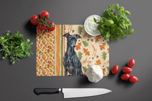 Load image into Gallery viewer, Black Italian Greyhound Heirloom Fall Glass Cutting Board