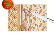 Load image into Gallery viewer, Red Italian Greyhound Heirloom Fall Glass Cutting Board