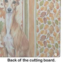 Load image into Gallery viewer, Red Italian Greyhound Heirloom Fall Glass Cutting Board