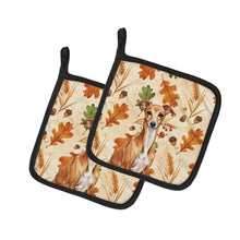 Load image into Gallery viewer, Red Italian Greyhound Heirloom Fall Pair of Pot Holders
