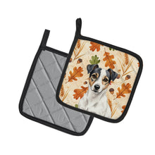Load image into Gallery viewer, White and Black Jack Russell Terrier Heirloom Fall Pair of Pot Holders