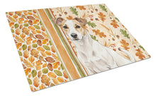Load image into Gallery viewer, White and Tan Jack Russell Terrier Heirloom Fall Glass Cutting Board