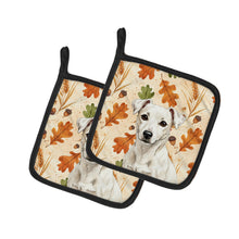 Load image into Gallery viewer, White Jack Russell Terrier Heirloom Fall Pair of Pot Holders