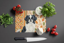 Load image into Gallery viewer, Black and White Japanese Chin Heirloom Fall Glass Cutting Board