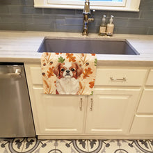 Load image into Gallery viewer, Red and White Japanese Chin Heirloom Fall Kitchen Towel