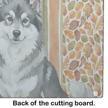 Load image into Gallery viewer, Keeshond Heirloom Fall Glass Cutting Board