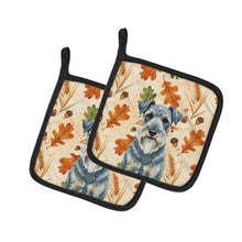 Load image into Gallery viewer, Kerry Blue Terrier Heirloom Fall Pair of Pot Holders