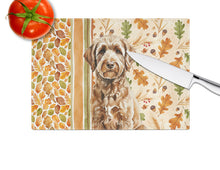 Load image into Gallery viewer, Chocolate Labradoodle Heirloom Fall Glass Cutting Board