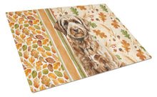 Load image into Gallery viewer, Chocolate Labradoodle Heirloom Fall Glass Cutting Board