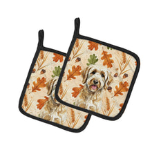 Load image into Gallery viewer, Labradoodle Heirloom Fall Pair of Pot Holders