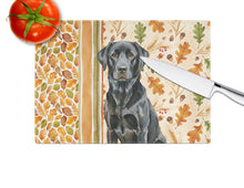 Load image into Gallery viewer, Black Labrador Retriever Heirloom Fall Glass Cutting Board