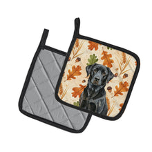 Load image into Gallery viewer, Black Labrador Retriever Heirloom Fall Pair of Pot Holders