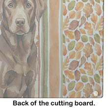 Load image into Gallery viewer, Chocolate Labrador Retriever Heirloom Fall Glass Cutting Board