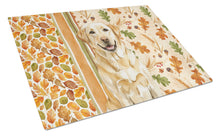 Load image into Gallery viewer, Yellow Labrador Retriever Heirloom Fall Glass Cutting Board